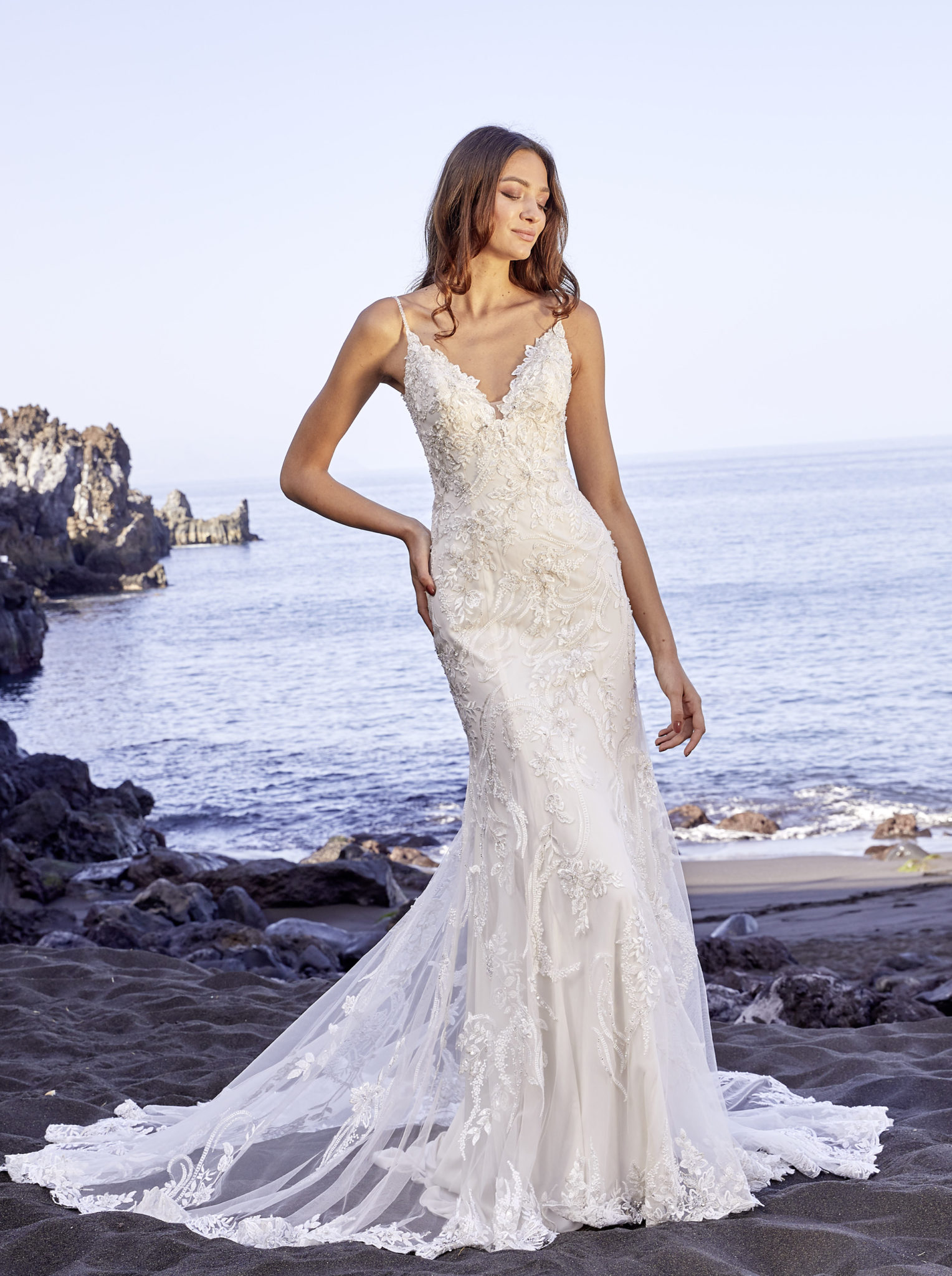 Brautkleid fit and flare blush