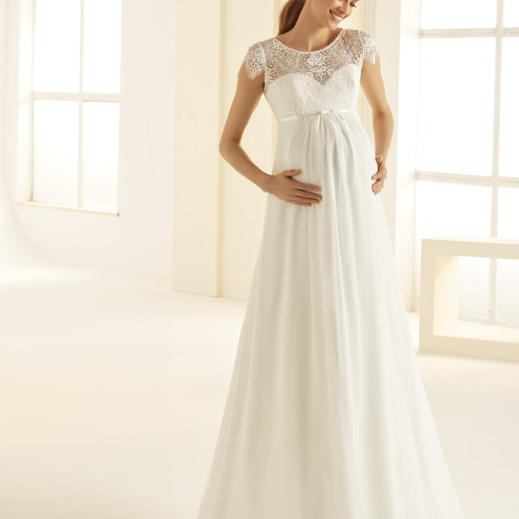 Bea - Umstandsbrautkleid mit Spitzentop und Schnürung