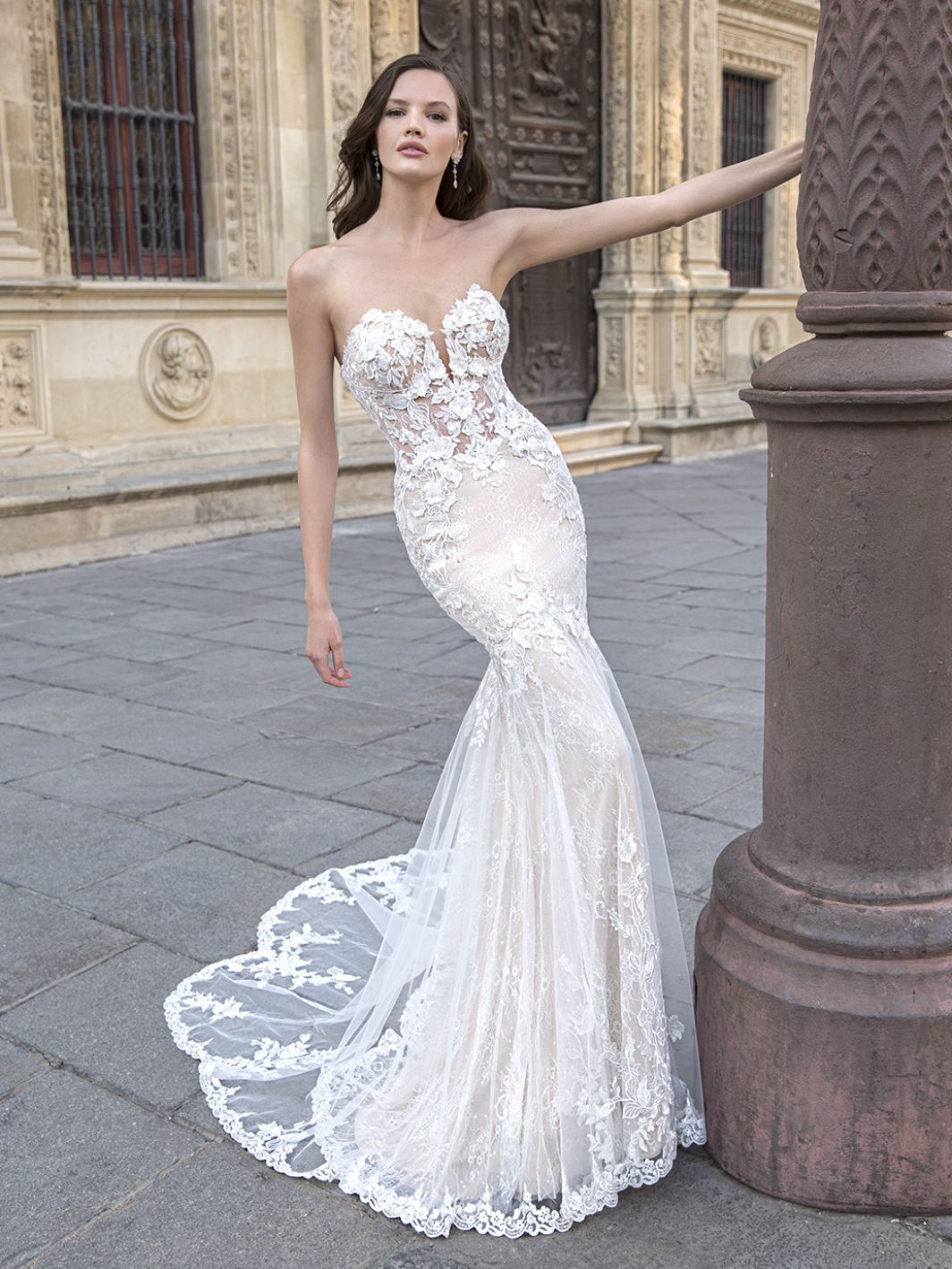 Stella - Trägerloses Fit and Flare Kleid mit Spitze und Glitzer